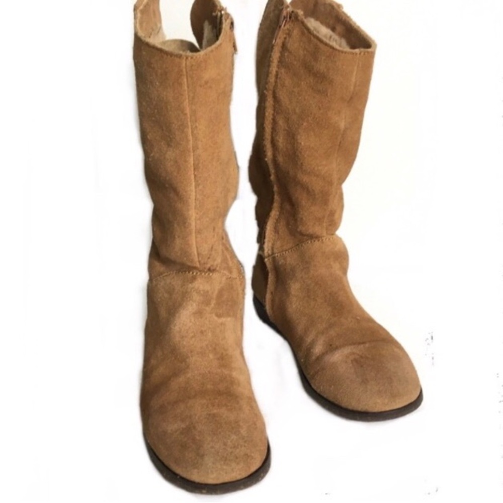 EMU Kids Naturally Australian Sheepskin Lining Tall Beige Suede Western Boots 4